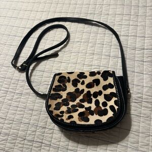 Baggit Southfield Mich Leopard Calf Hair Black Leather Crossbody Saddle‎ Bag